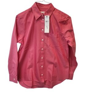 Foxcroft NYC Boyfriend LS Solid Non Iron French Rose Pink Button Up Shirt Size 2